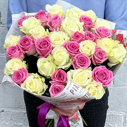 Букет "Розалита" из белых и розовых роз - заказать с доставкой в Пензе